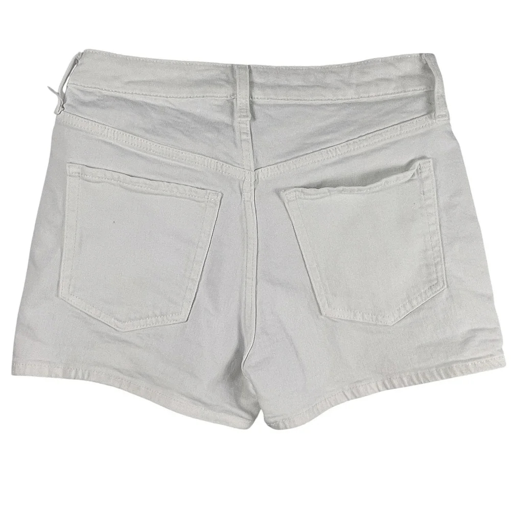 Old Navy Denim Shorts Women 8 White O.G. High Rise Straight Stretch #0215